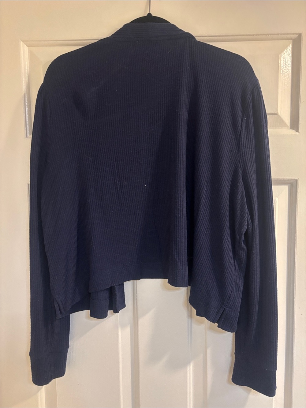 LOFT Navy Ribbed Open-Front Cardigan - Picture 2 of 2